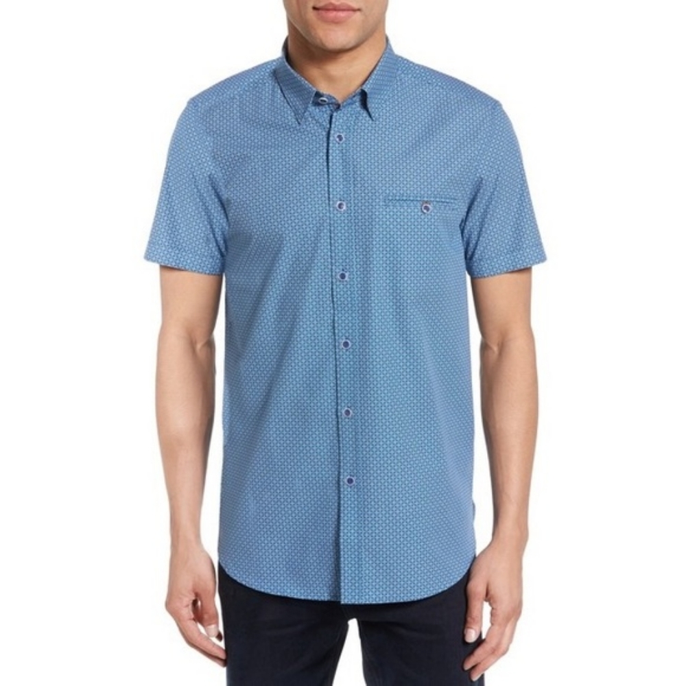 Ted Baker Rinalin Blue White Star Pattern Men's Button-down Classic UK3 US 38/M